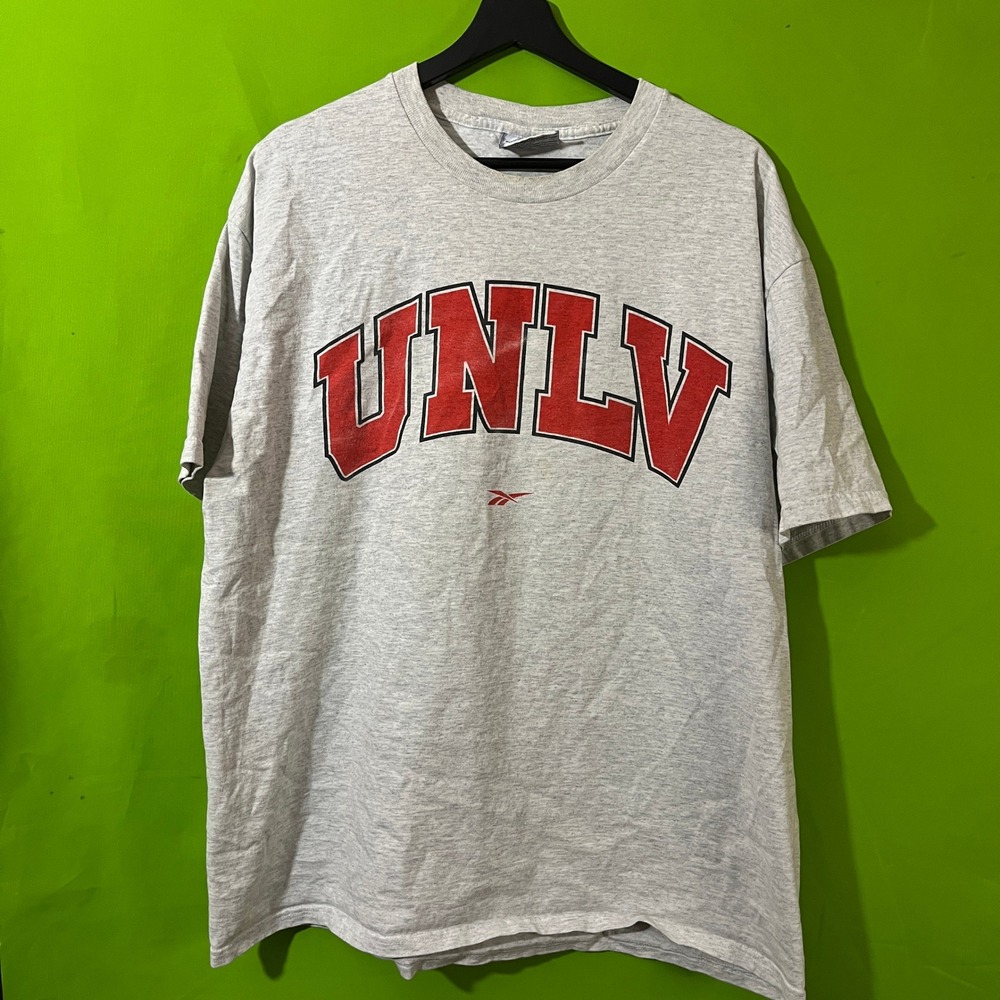 Vintage 90s UNLV Rebels Lee Total Cotton T-Shirt XL Gray Reebok NCAA USA